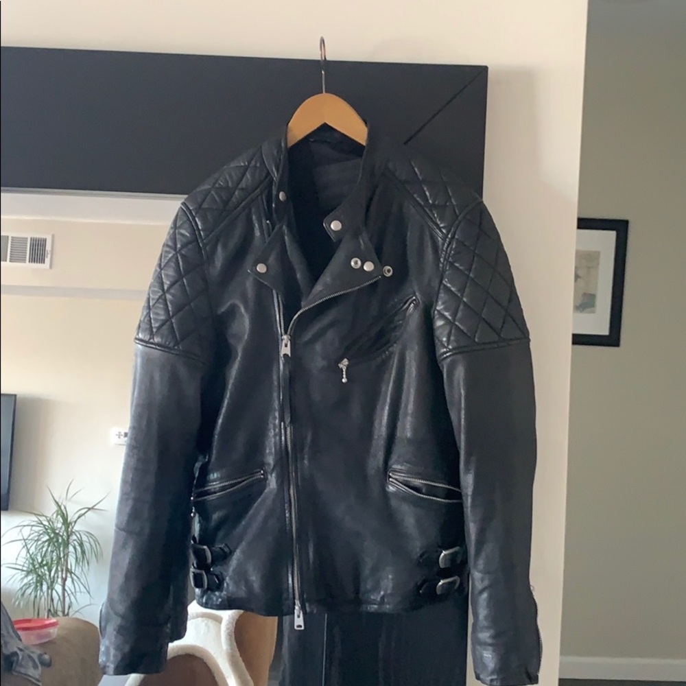 MENS Black Leather Jacket XS